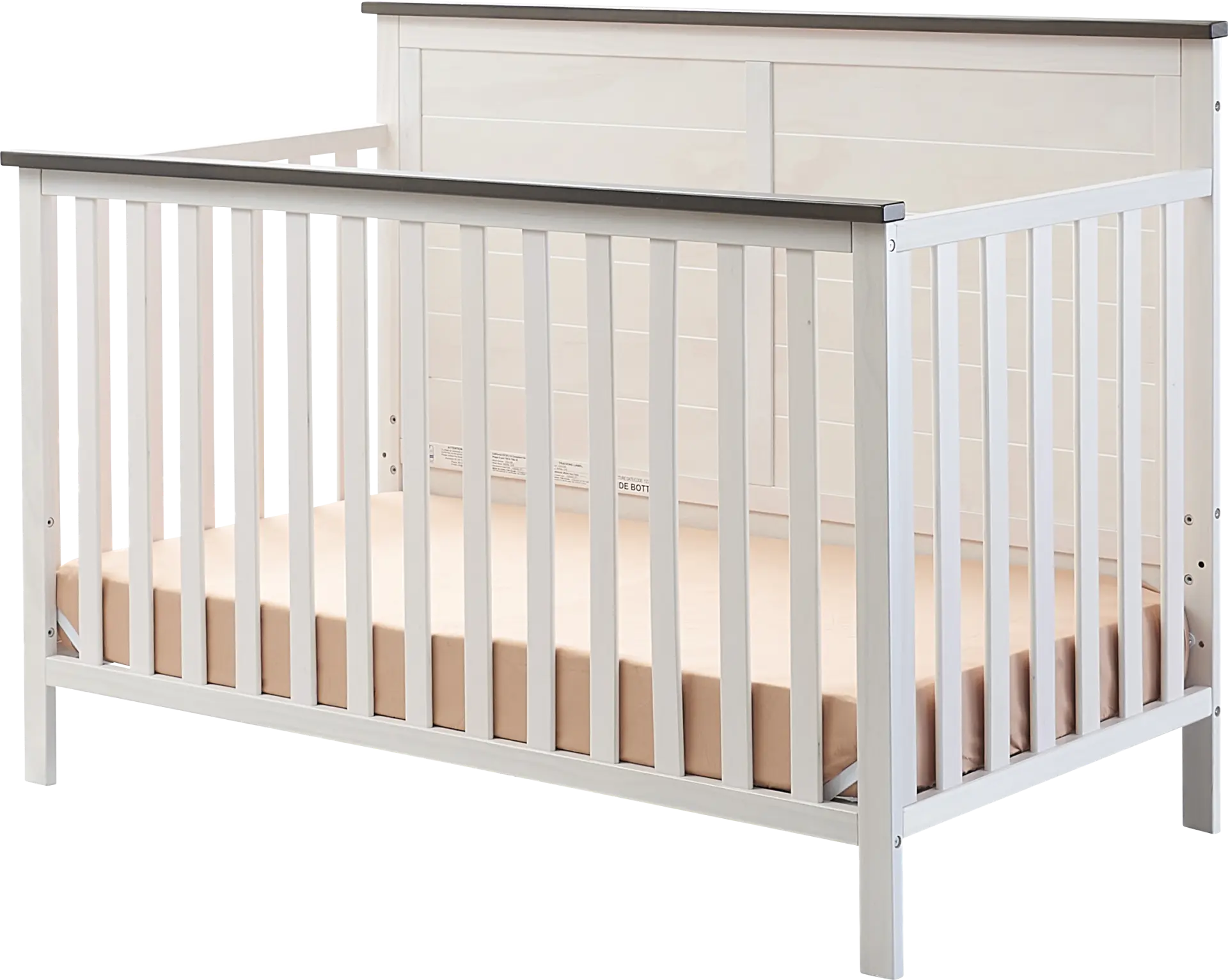Kids Zivau White/Brown Convertible Crib