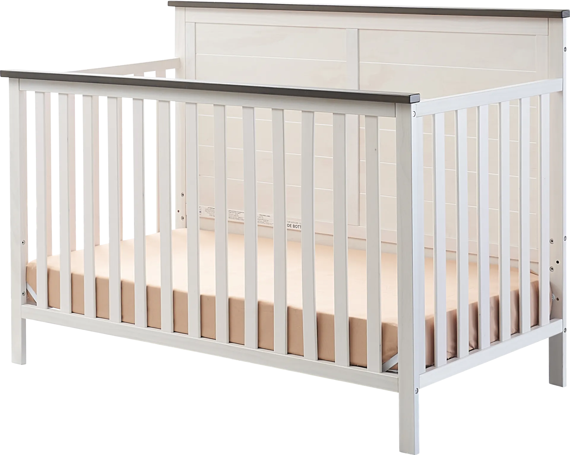 Kids Zivau White/Brown Convertible Crib - Image 1