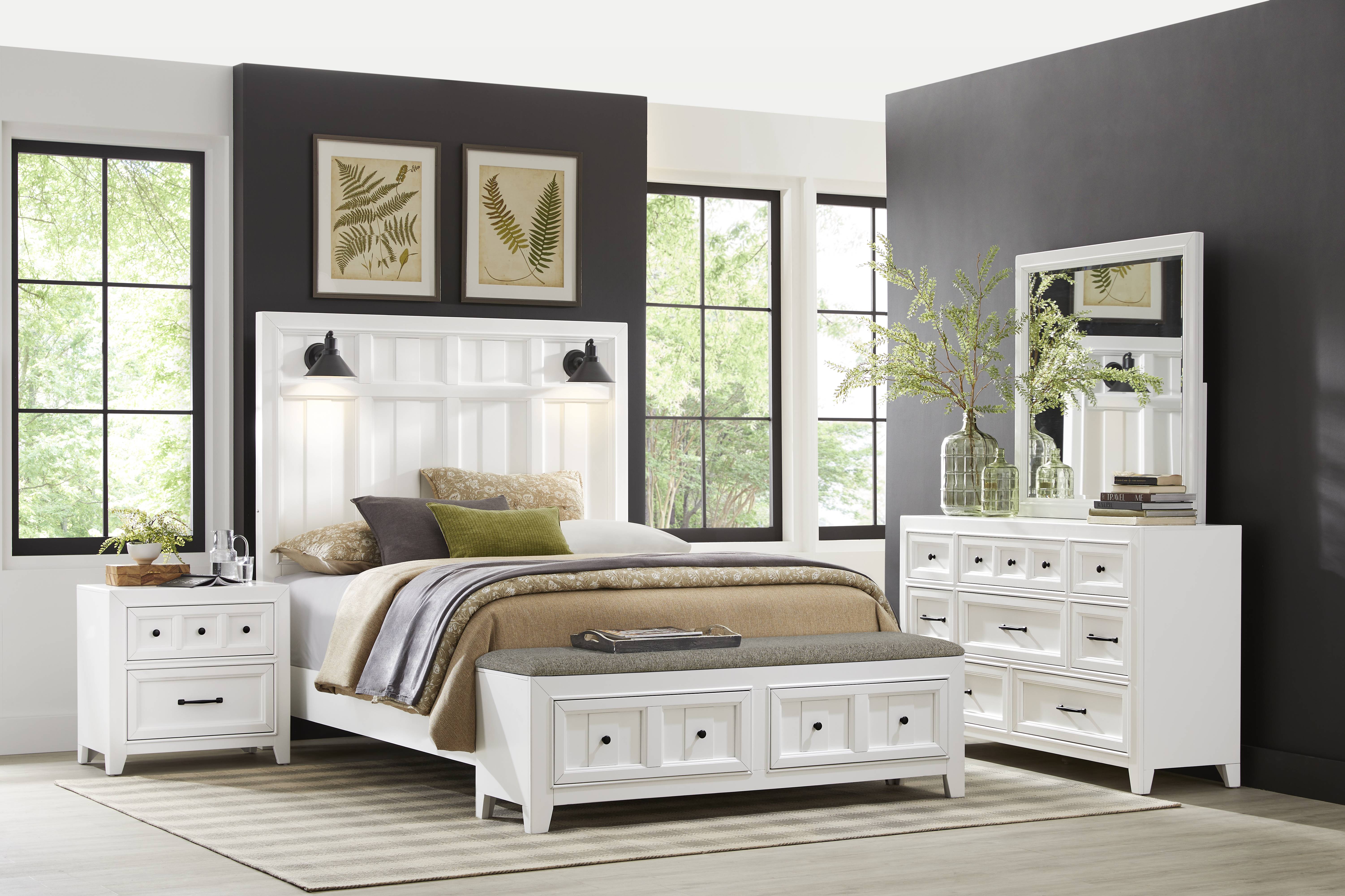Owings Mill White 5 Pc Queen Storage Bedroom - Thumbnail - Image 1