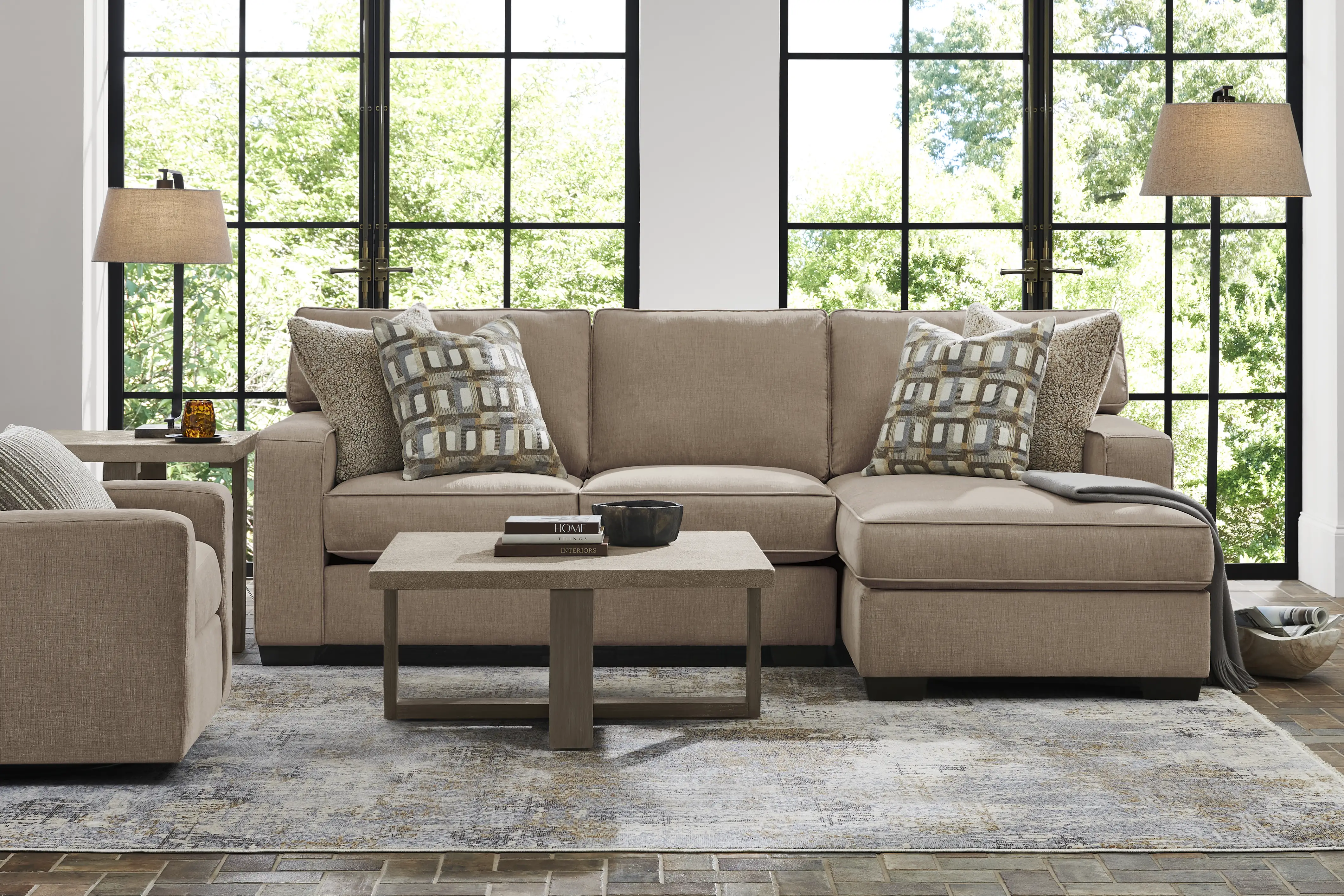 Haskins Brown 5 Pc Sectional Living Room - Thumbnail - Image 1