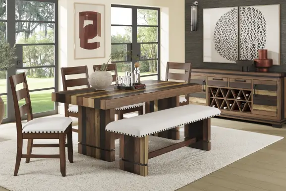 Westover Hills II Brown 6 Pc Rectangle Dining Room with Side Chairs and Bench