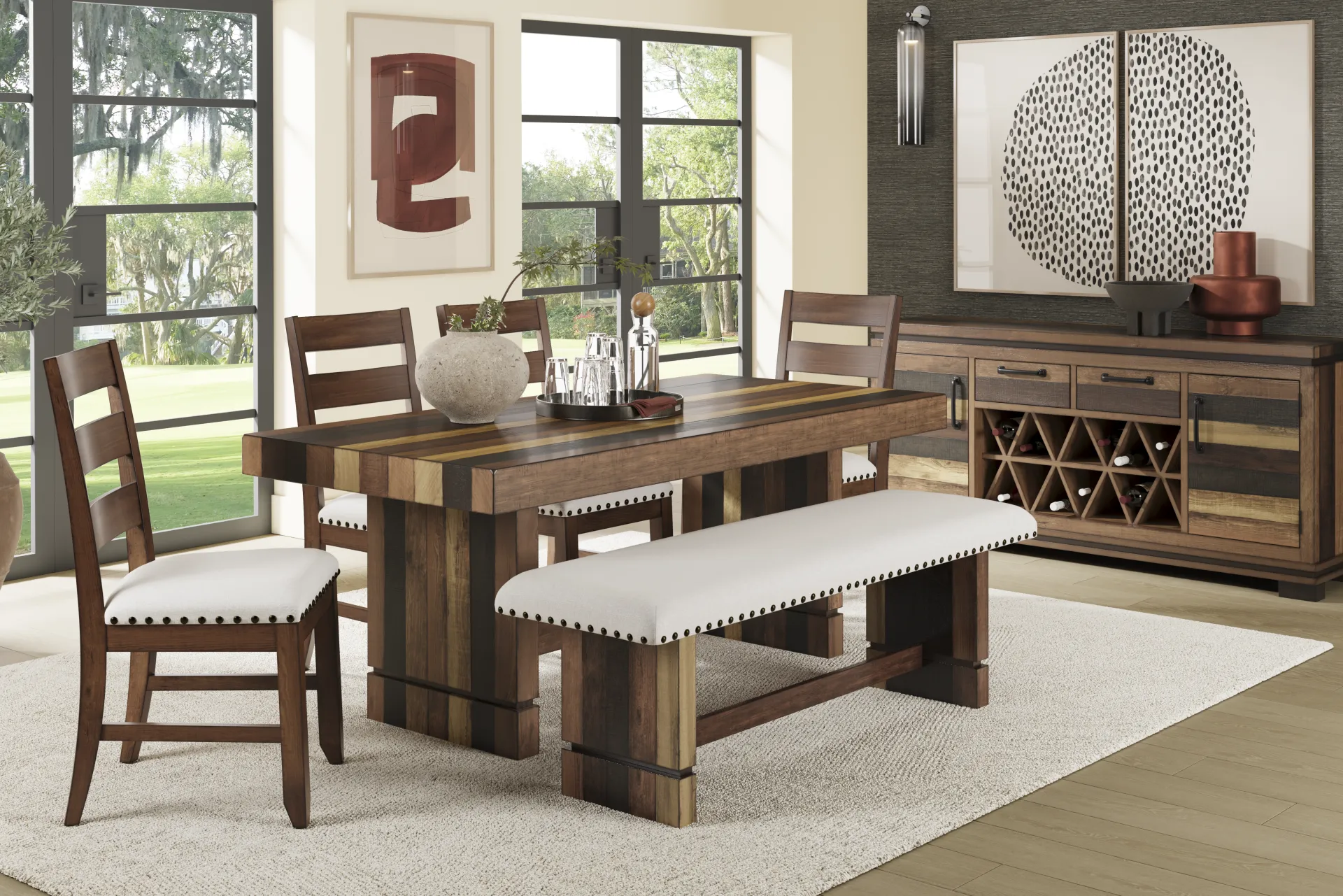 Westover Hills II Brown 6 Pc Rectangle Dining Room with Side Chairs and Bench - Image 1
