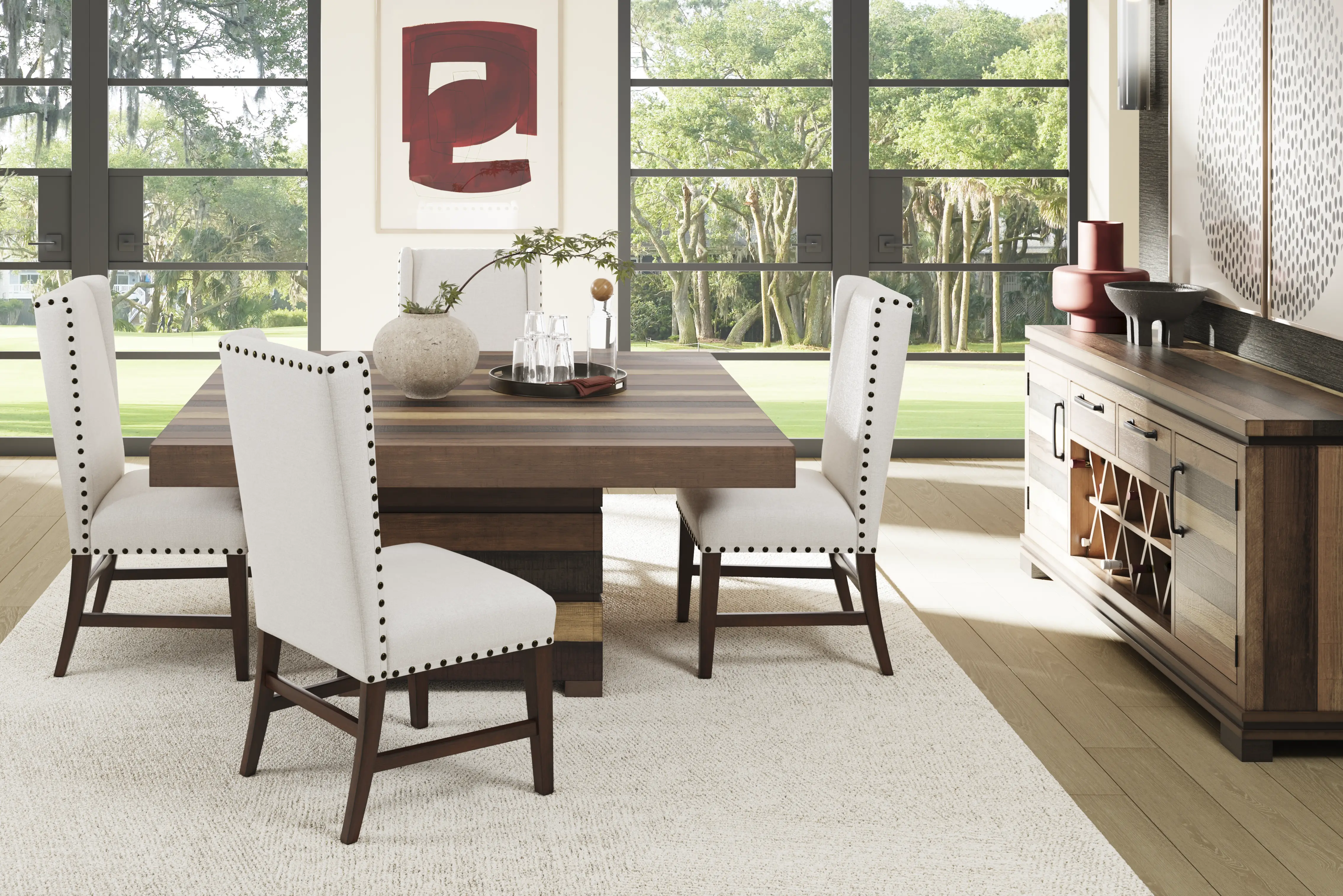 Westover Hills II Brown 5 Pc Square Dining Room with Upholstered Chairs - Thumbnail - Image 1