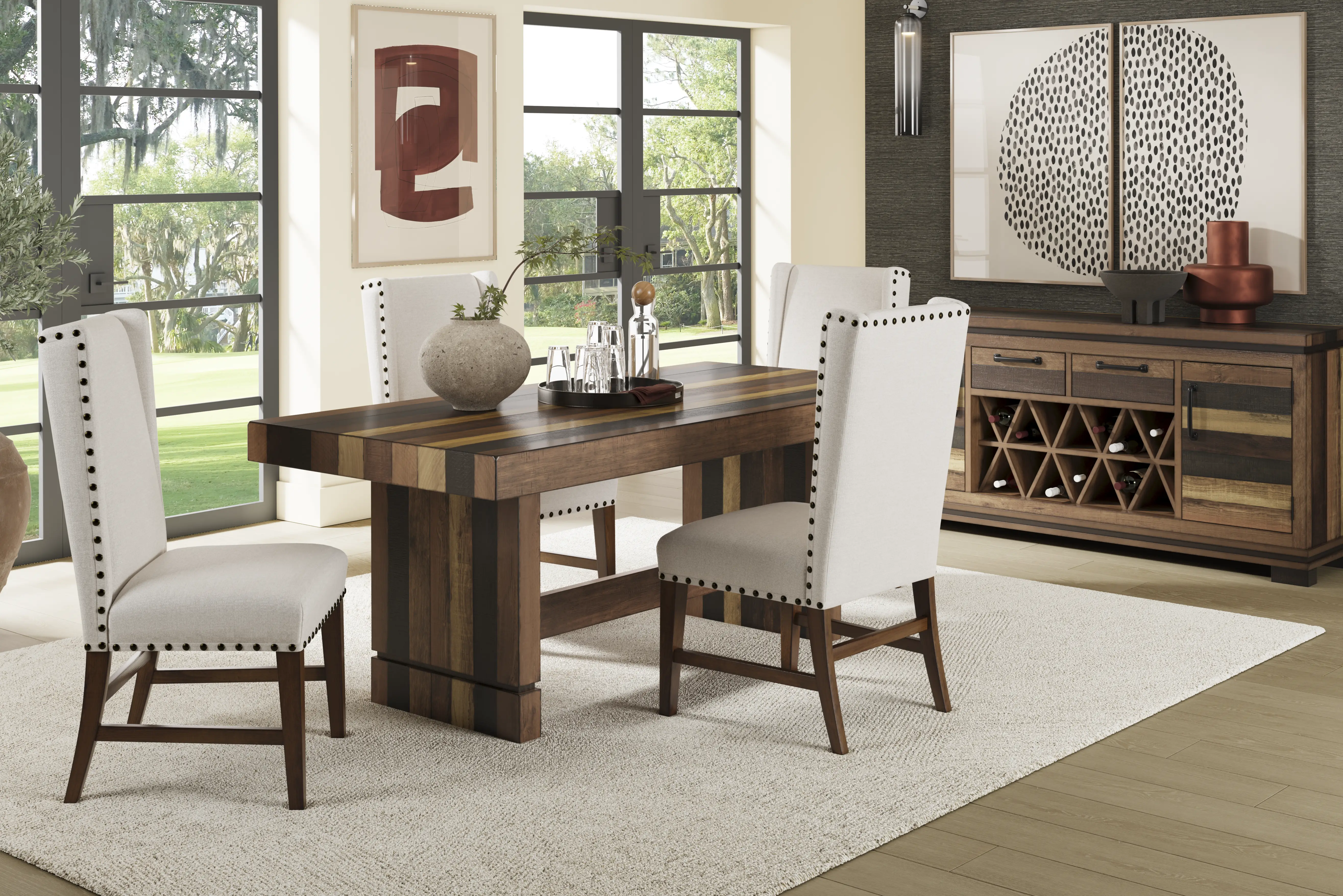 Westover Hills II Brown 5 Pc Rectangle Dining Room with Upholstered Chairs - Thumbnail - Image 1