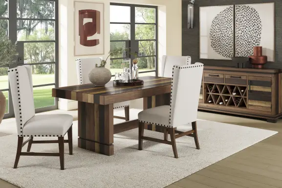 Westover Hills II Brown 5 Pc Rectangle Dining Room with Upholstered Chairs