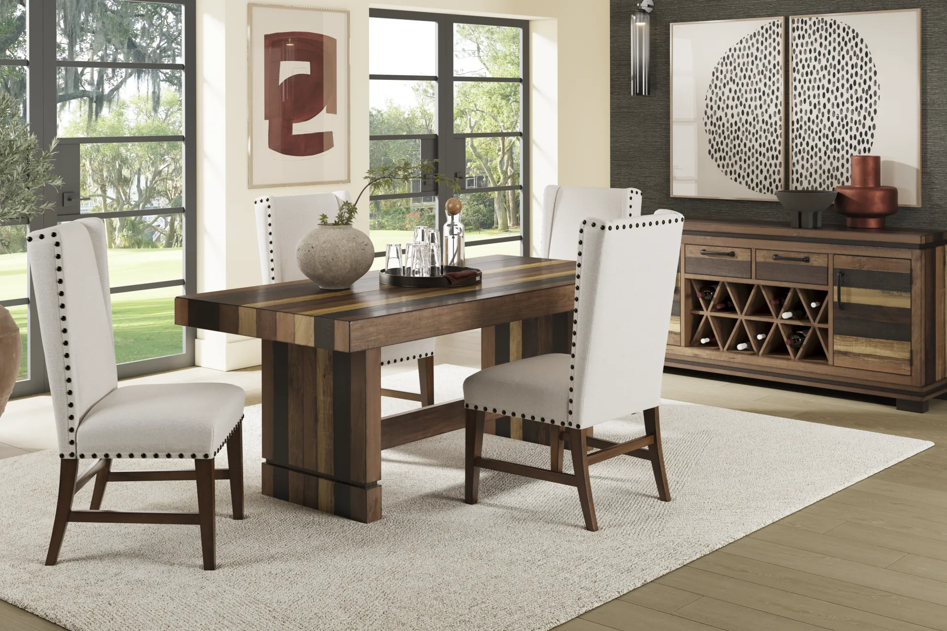 Westover Hills II Brown 5 Pc Rectangle Dining Room with Upholstered Chairs - Image 1