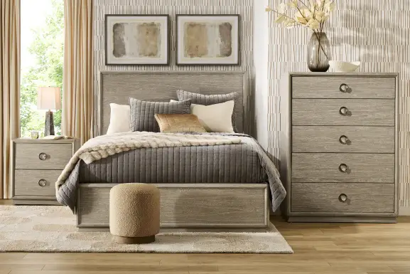 Santa Clarita Light Gray 5 Pc King Panel Bedroom