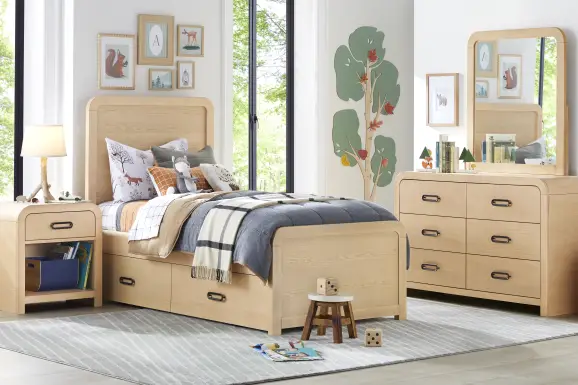 Kids Hidden Hills Light Oak Twin Panel Bedroom