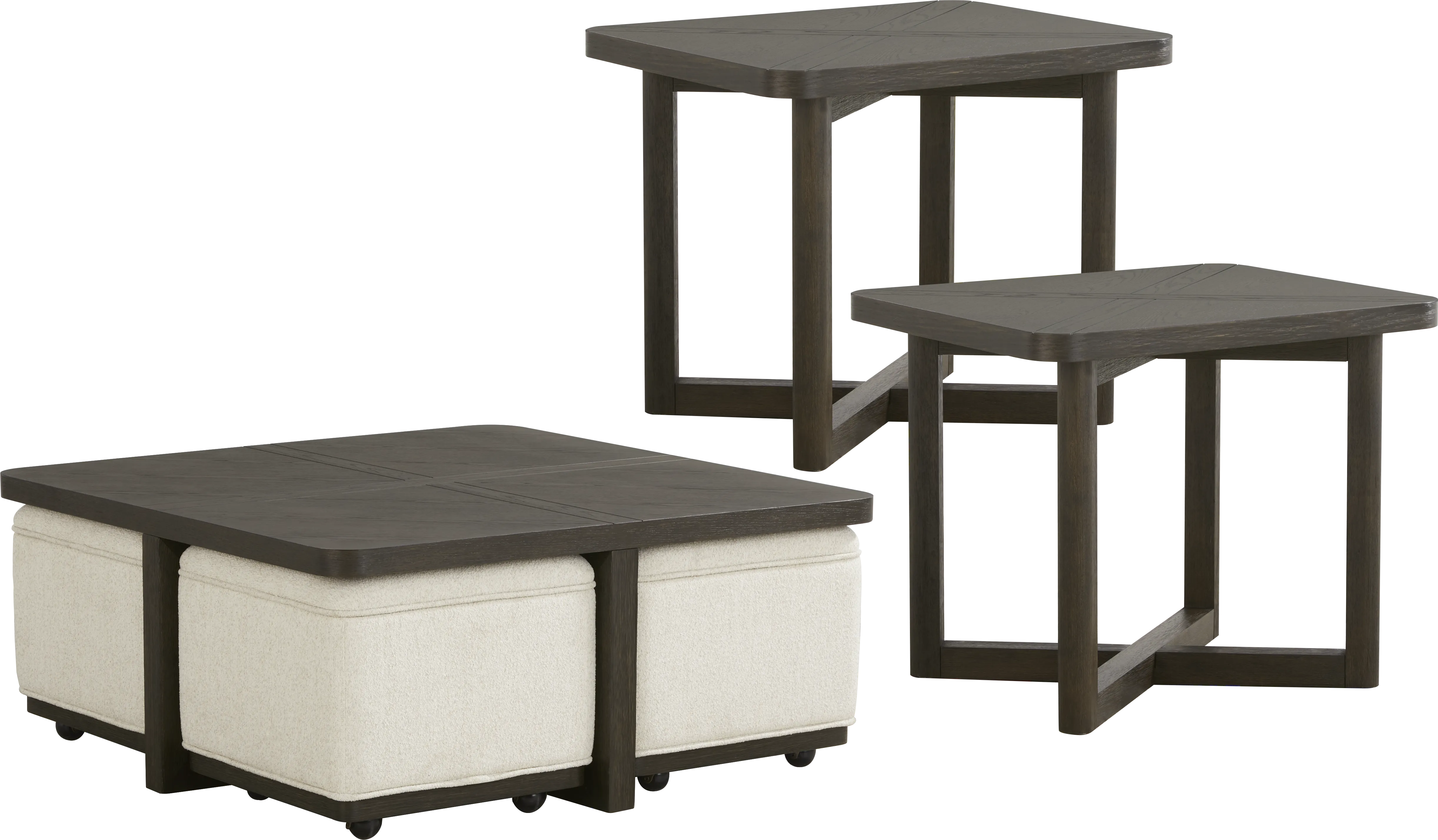 Bremen Charcoal 3 Pc Table Set with Four Ottomans - Thumbnail - Image 1