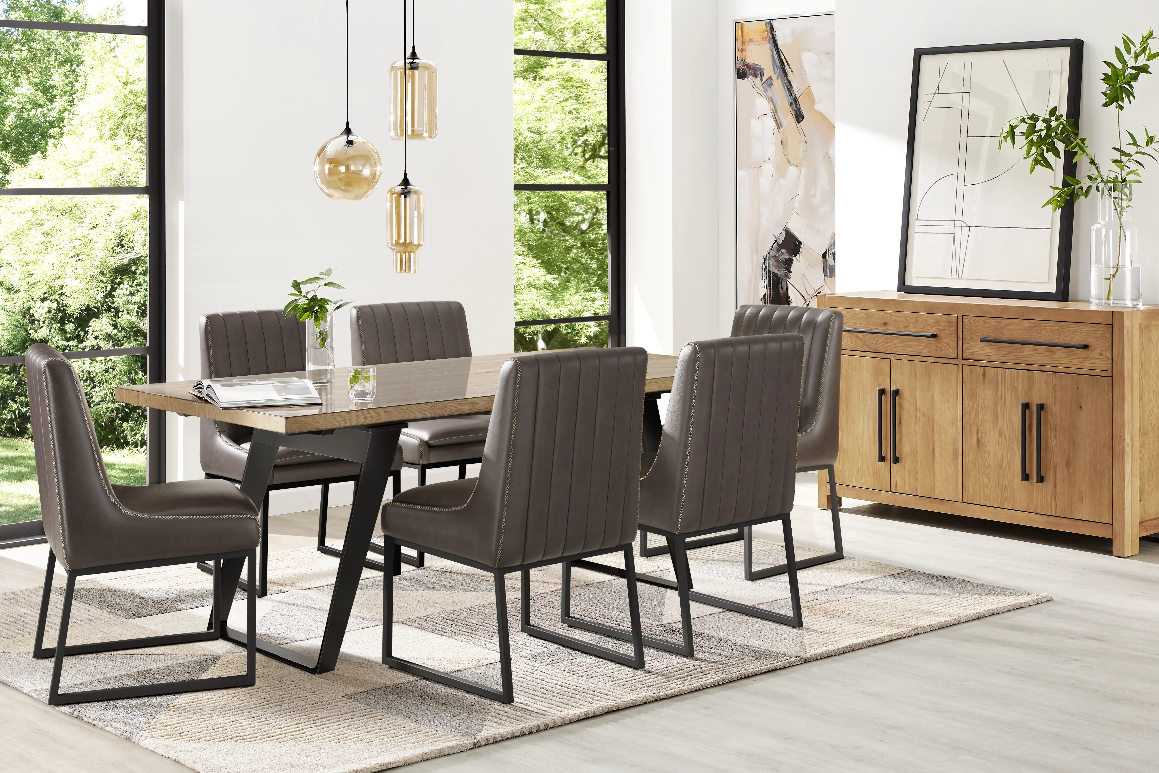 Grand Falls Brown 7 Pc Dining Room with Trenton Brown Side Chairs - Thumbnail - Image 1
