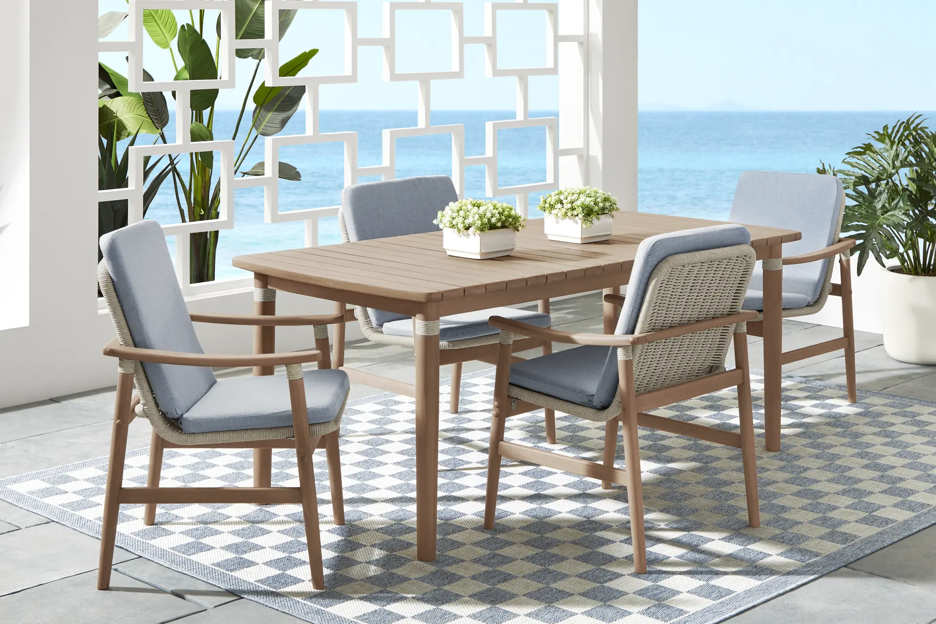 Raphina Gray 5 Pc 71 in. Outdoor Dining Set with Rain Cushions