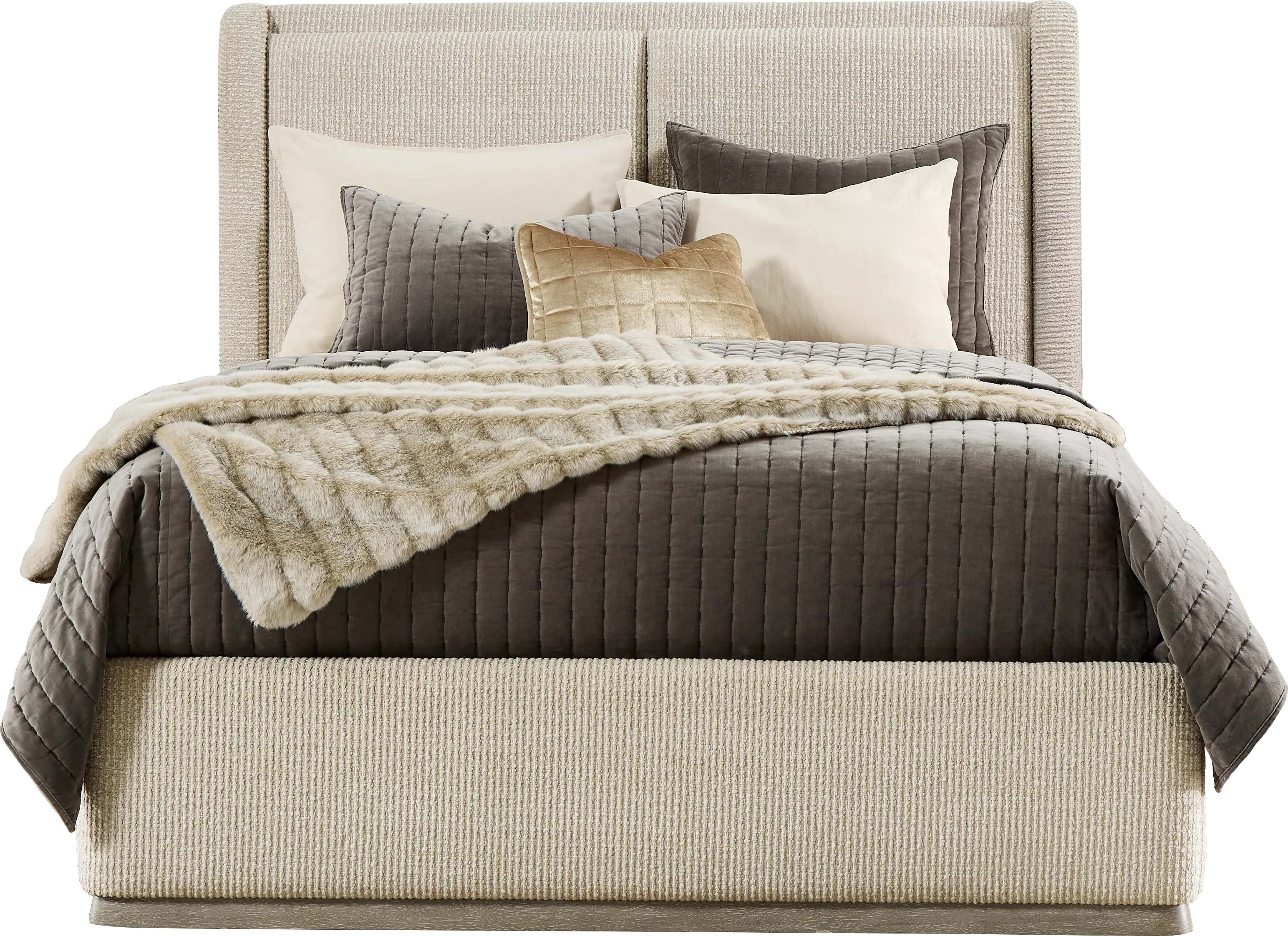 Santa Clarita Light Gray 5 Pc King Upholstered Bedroom - Thumbnail - Image 2