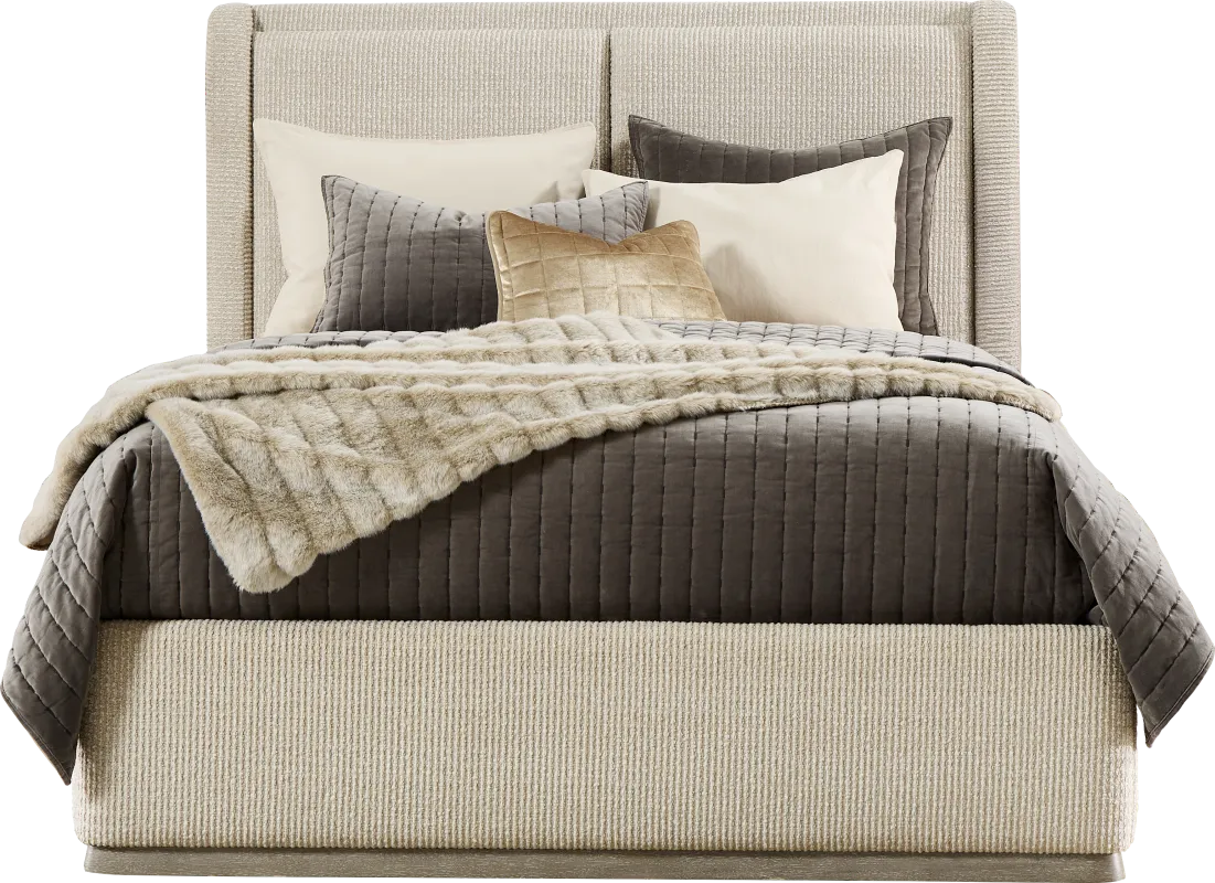 Santa Clarita Light Gray 3 Pc Queen Upholstered Bed