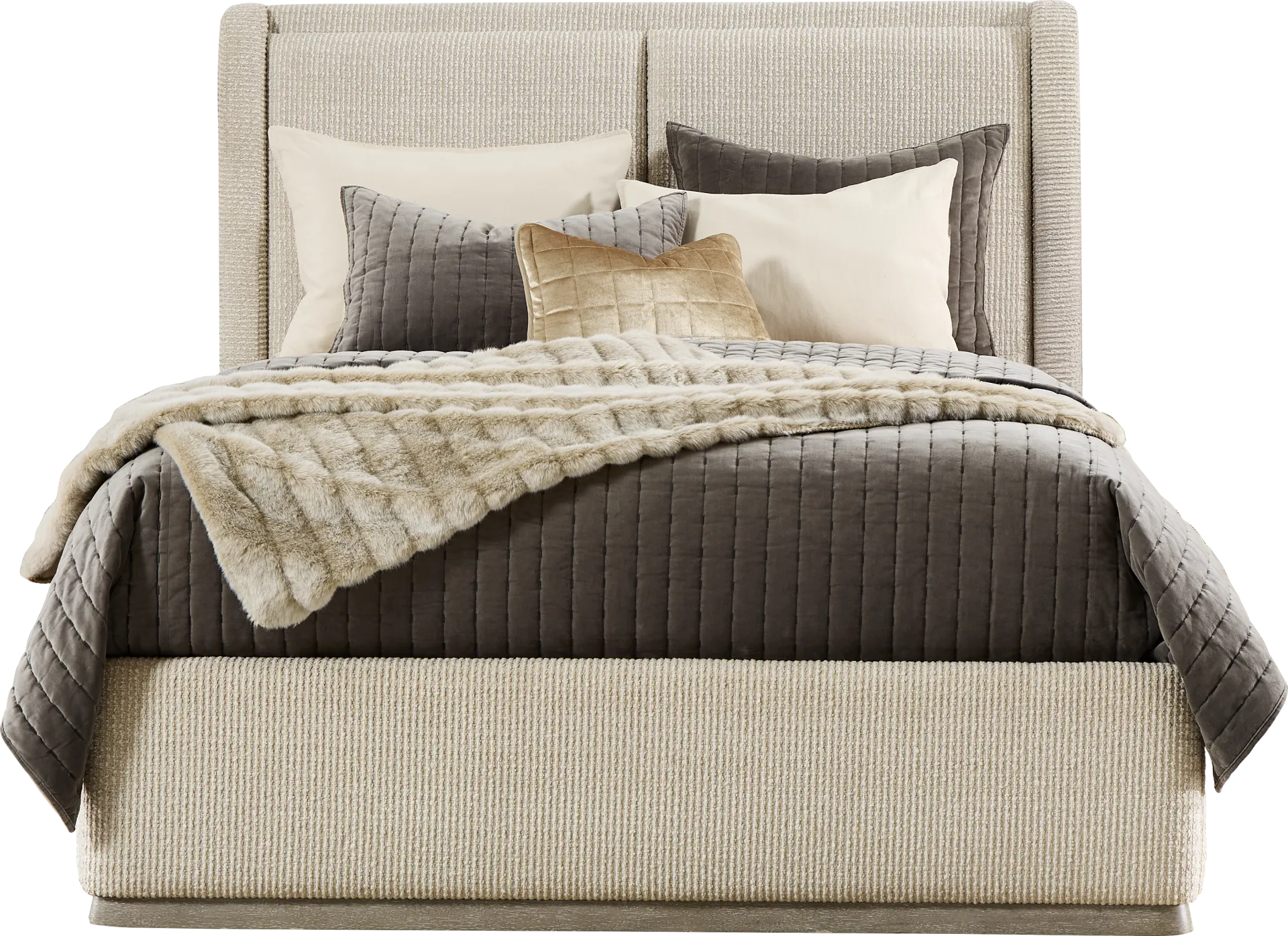 Santa Clarita Light Gray 3 Pc King Upholstered Bed - Image 2