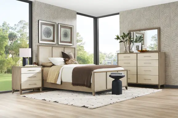 Marisole Taupe 7 Pc King Panel Bedroom
