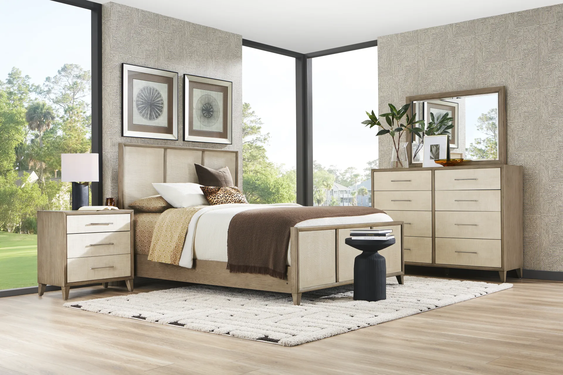 Marisole Taupe 7 Pc King Panel Bedroom - Image 1