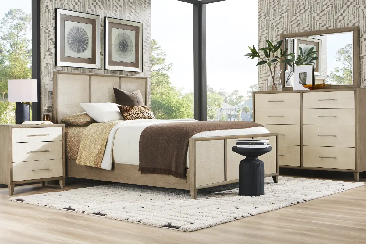 Marisole Taupe 7 Pc King Panel Bedroom
