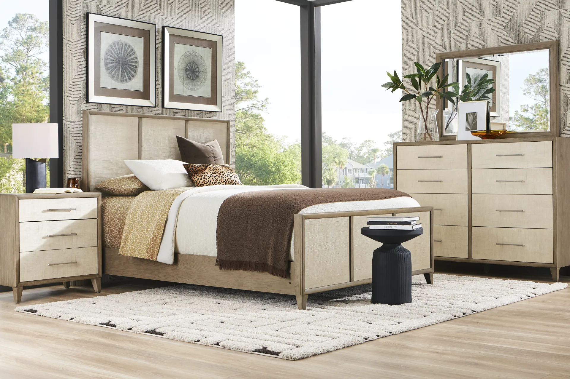 Marisole Taupe 7 Pc King Panel Bedroom - Image 1