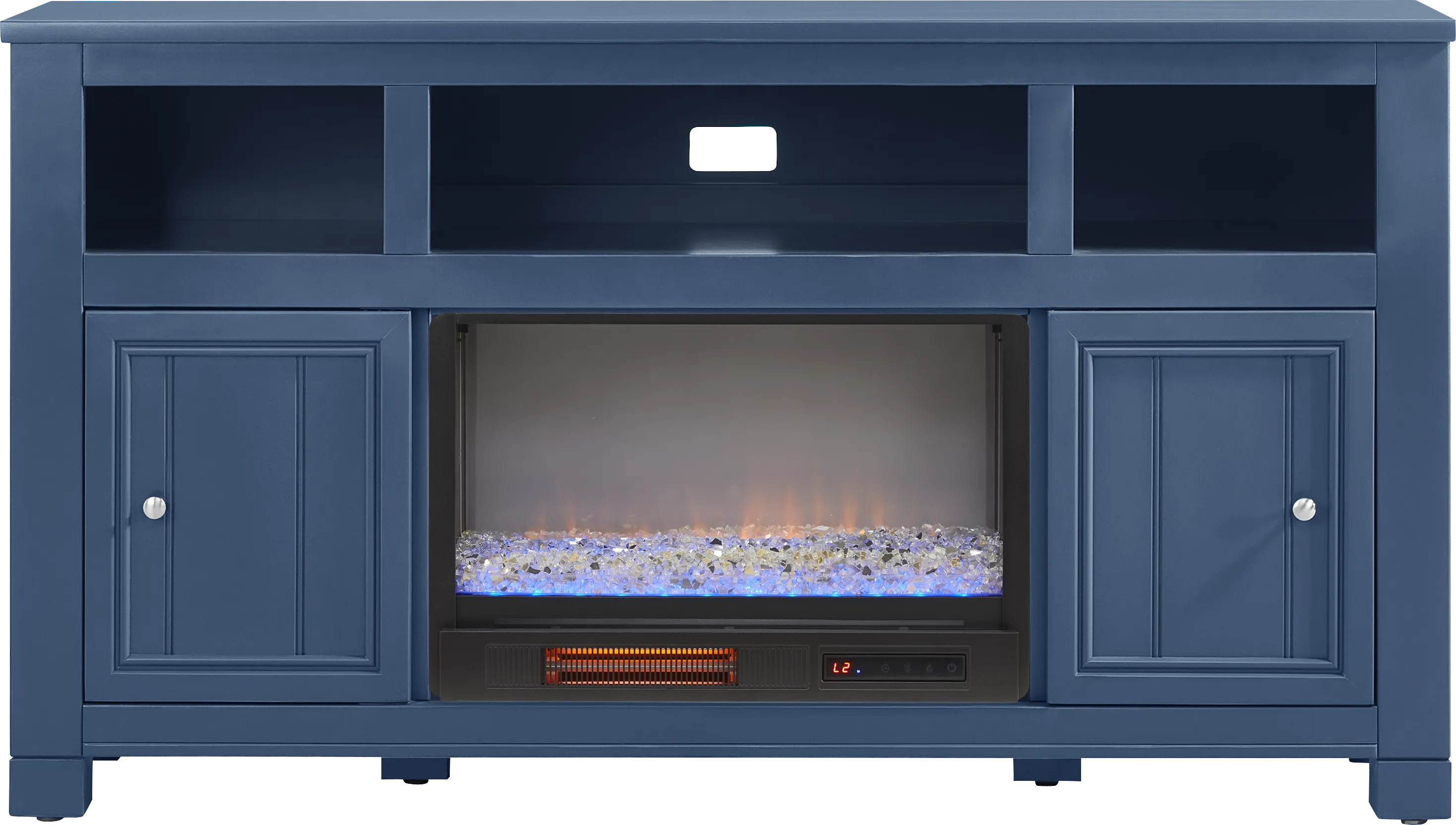 Lakeside Cottage Navy 64 In. Console with Electric Fireplace - Thumbnail - Image 1