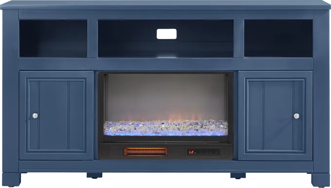 Lakeside Cottage Navy 64 In. Console with Electric Fireplace
