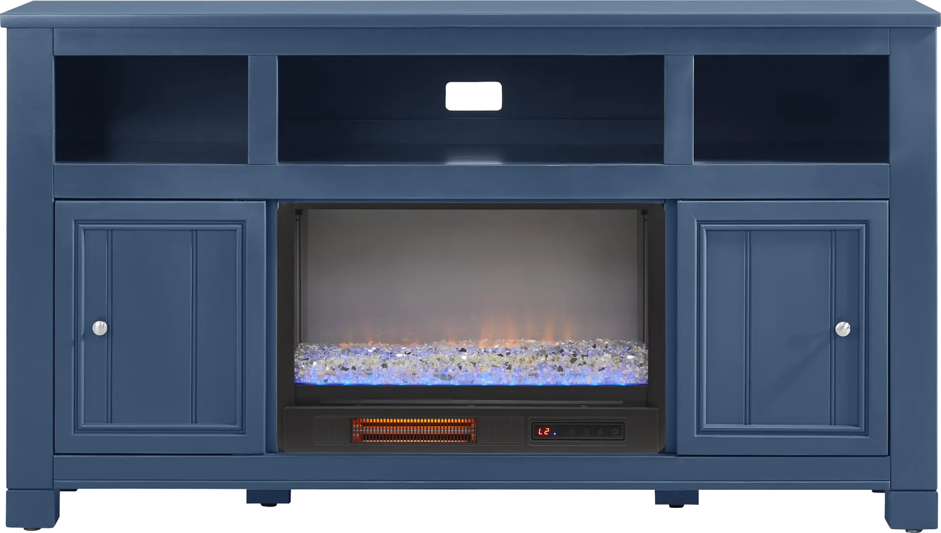 Lakeside Cottage Navy 64 In. Console with Electric Fireplace