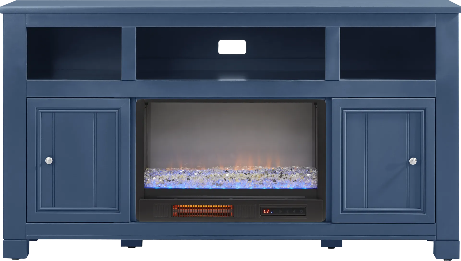 Lakeside Cottage Navy 64 In. Console with Electric Fireplace - Image 1