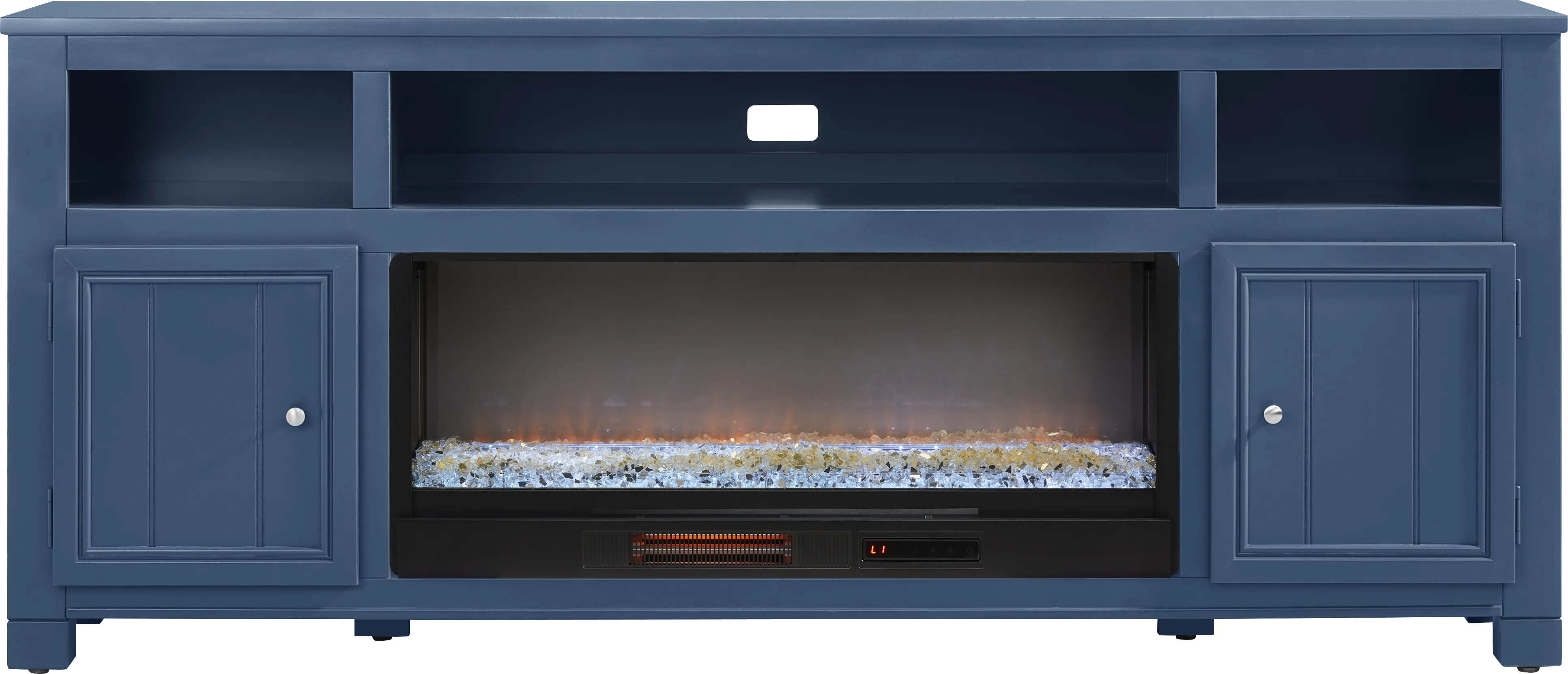 Lakeside Cottage Navy 84 In. Console with Electric Fireplace - Thumbnail - Image 1