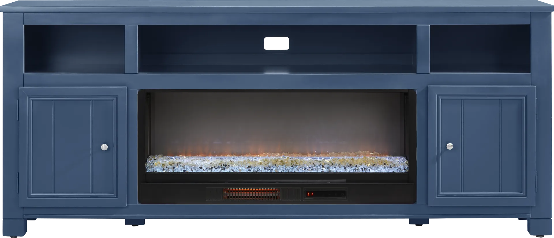 Lakeside Cottage Navy 84 In. Console with Electric Fireplace - Image 1