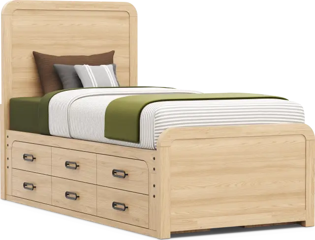 Kids Hidden Hills Light Oak Twin XL Panel Bed with 2 Storage Side Rails - Thumbnail - Image 2