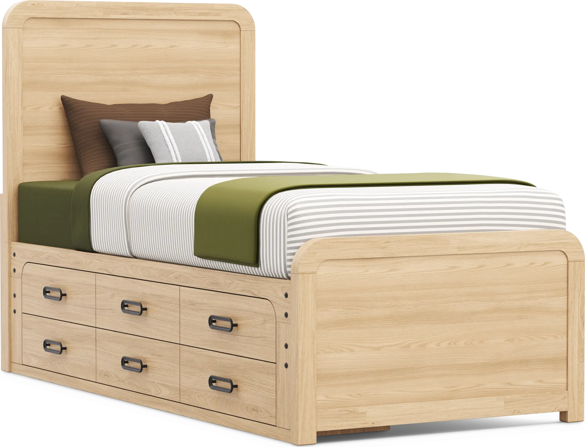 Kids Hidden Hills Light Oak Twin XL Panel Bed with Storage Side Rail