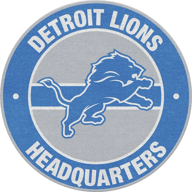 Detroit Lions Blue 5' Round Headquarters Rug