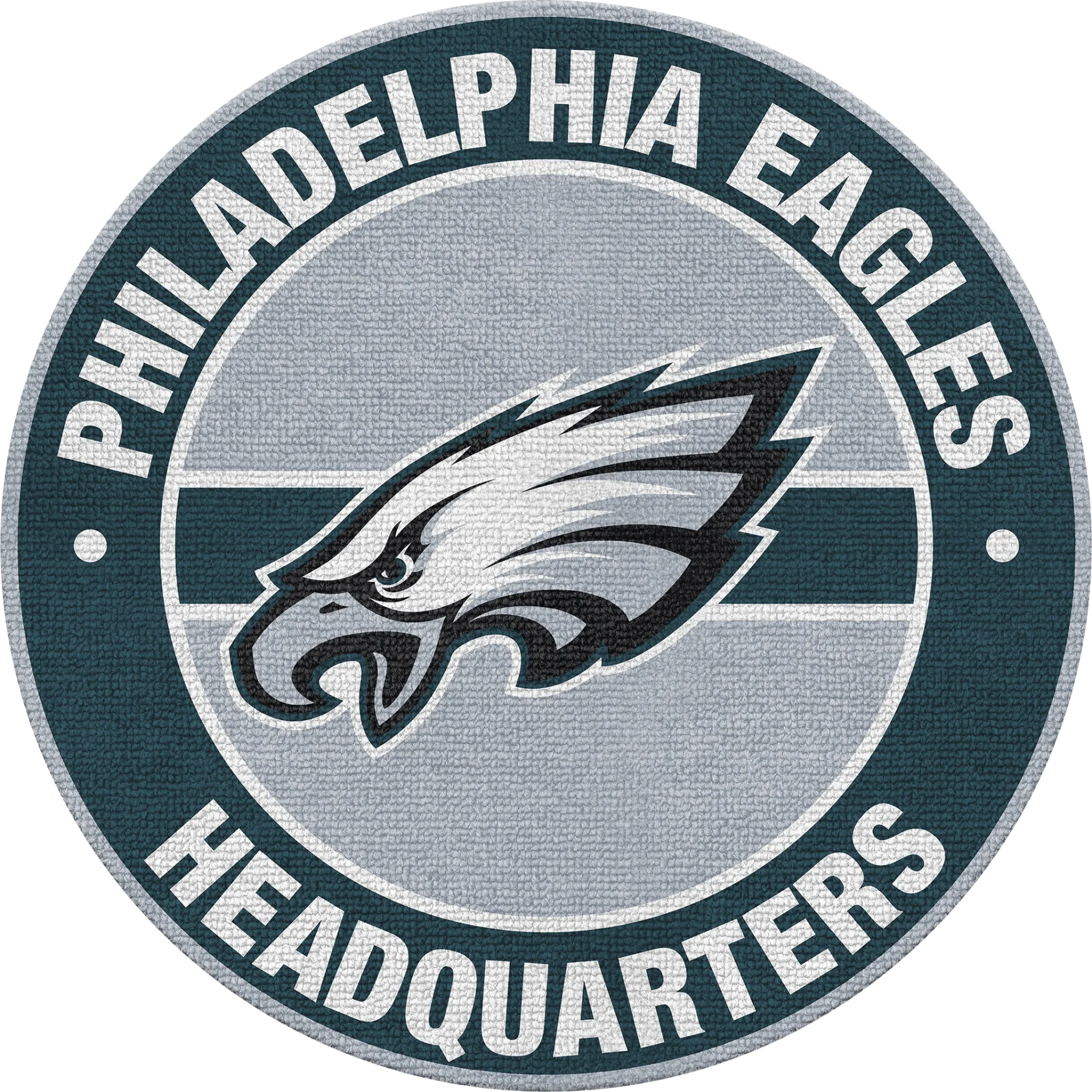Philadelphia Eagles Green 5' Round Headquarters Rug - Image 1