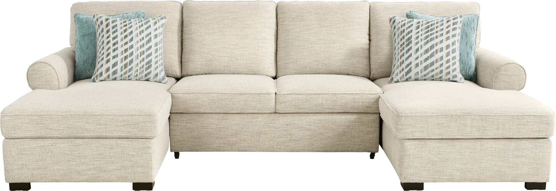 Rivera Cream 3 Pc Sleeper Sectional - Image 1