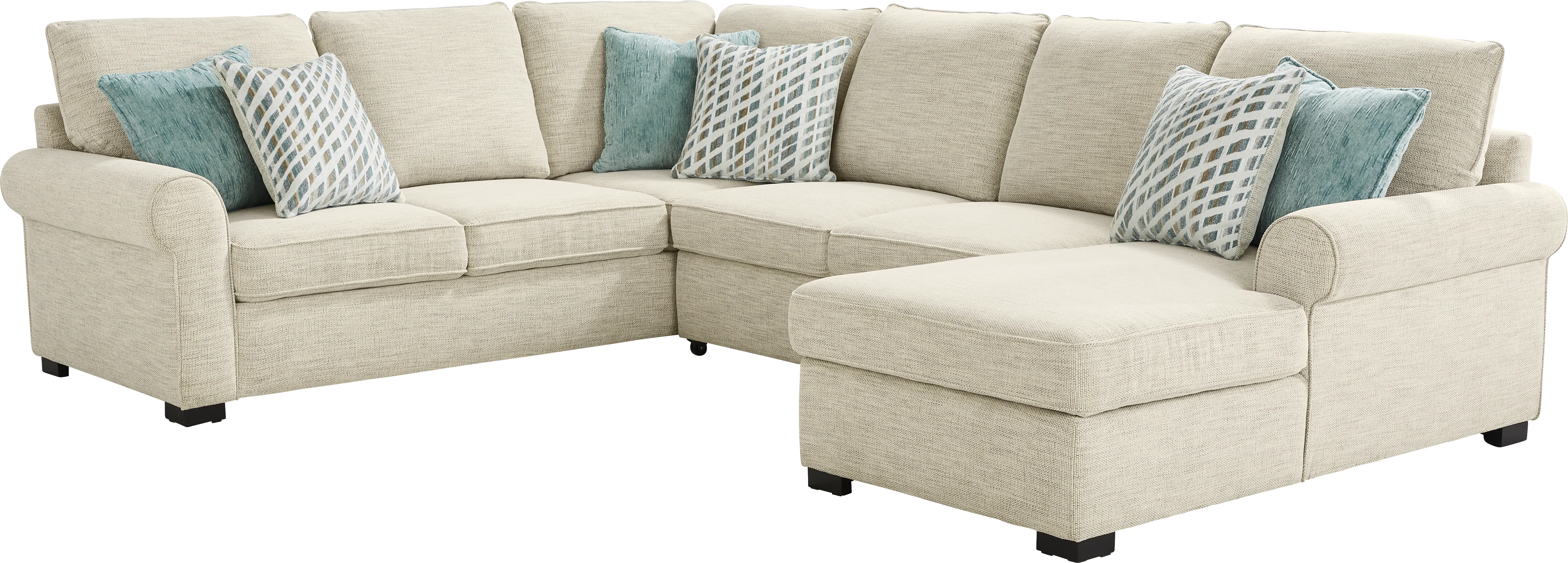 Rivera Cream 3 Pc Sleeper Sectional - Thumbnail - Image 1