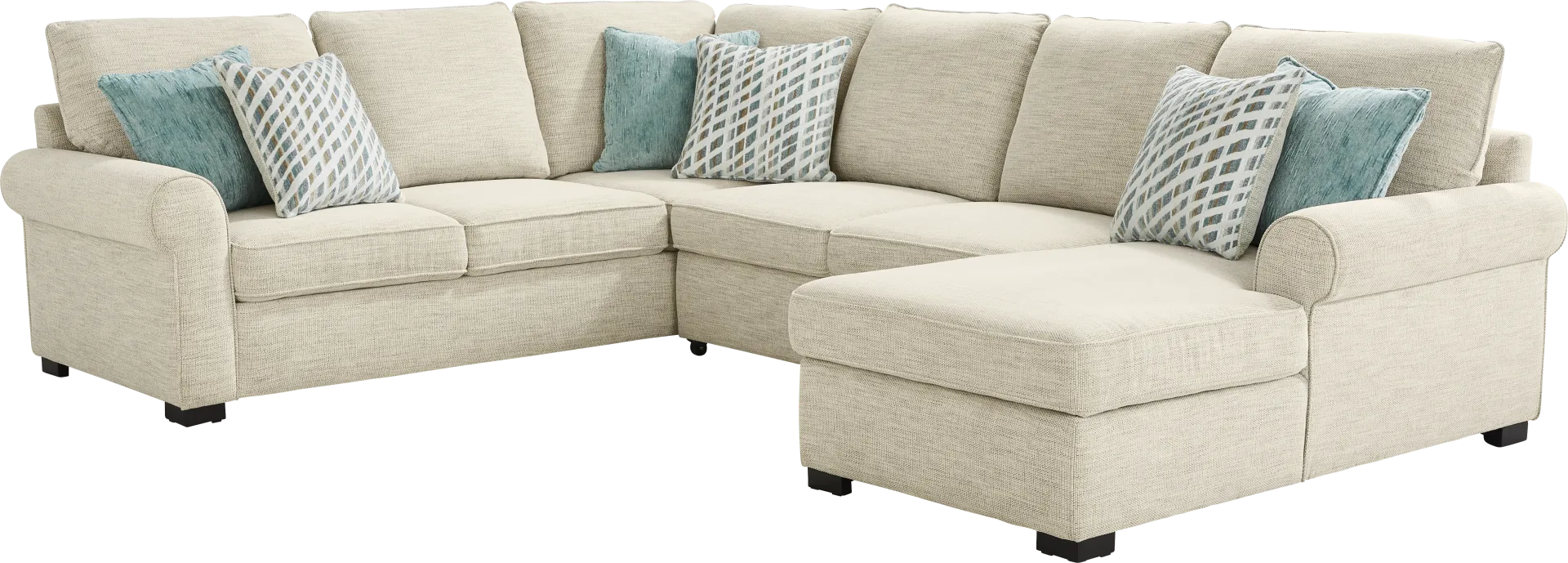 Rivera Cream 3 Pc Sleeper Sectional - Image 1
