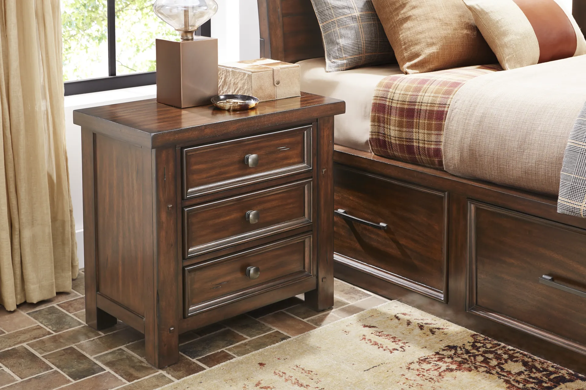 Emberton Dark Brown 3-Drawer Nightstand - Image 5