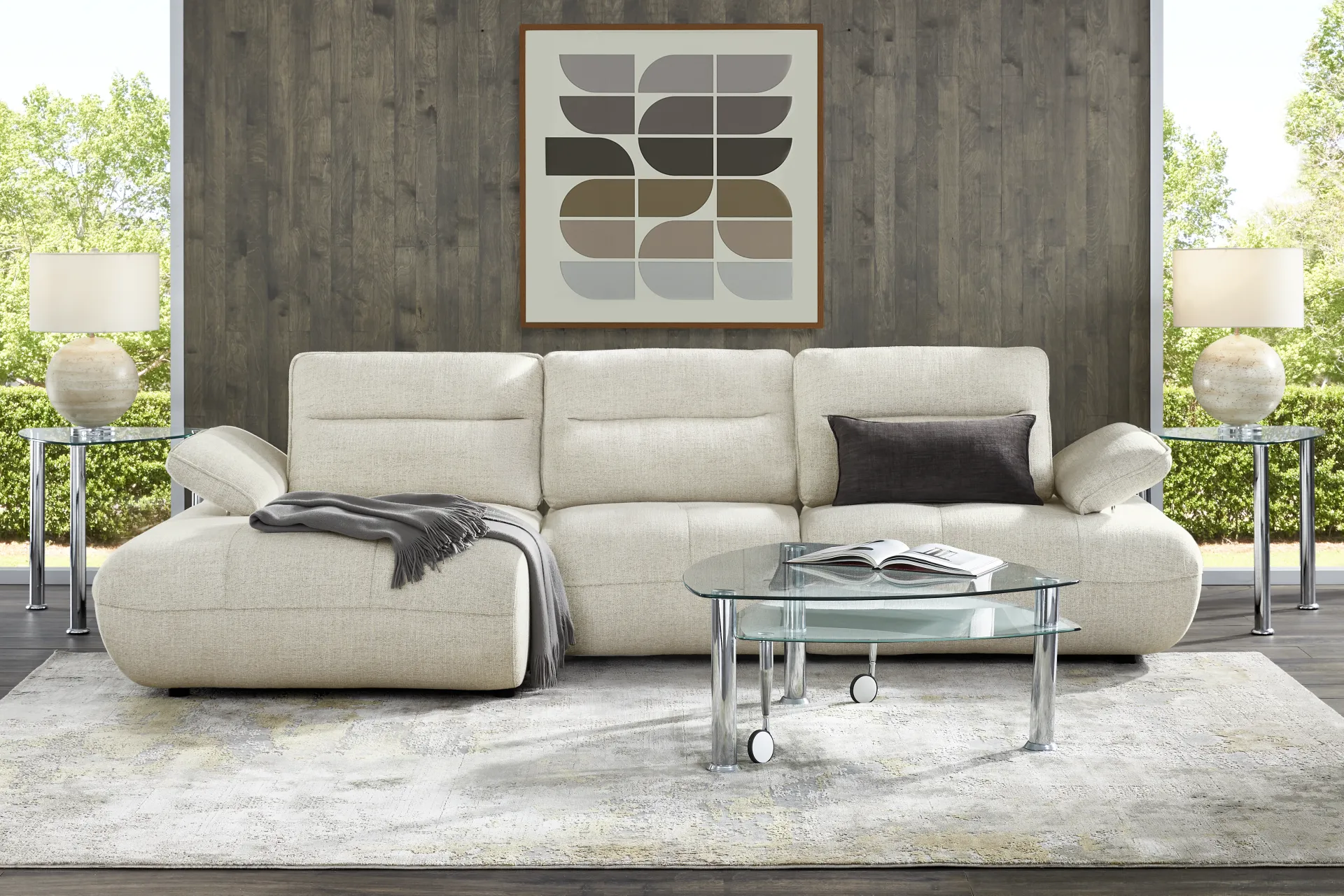 Olympia Linen Chaise Sofa - Image 1