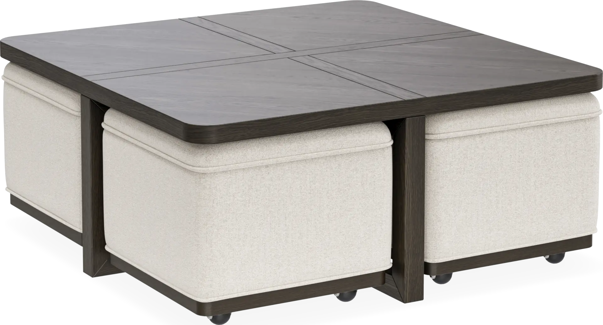 Bremen Charcoal Cocktail Table with Four Ottomans