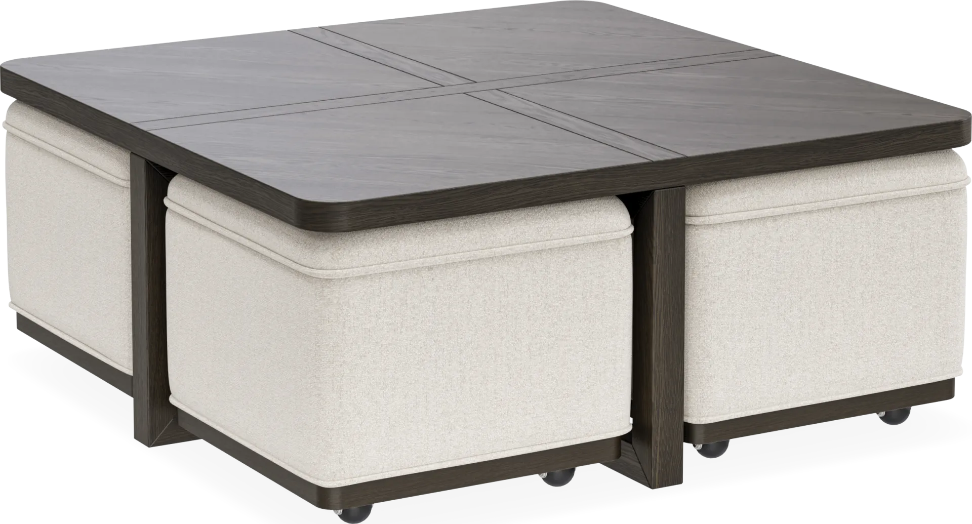 Bremen Charcoal Cocktail Table with Four Ottomans - Image 1
