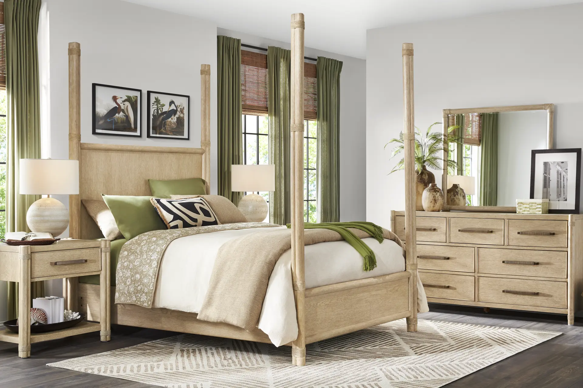 Vineyard Estates Natural 7 Pc King Poster Bedroom
