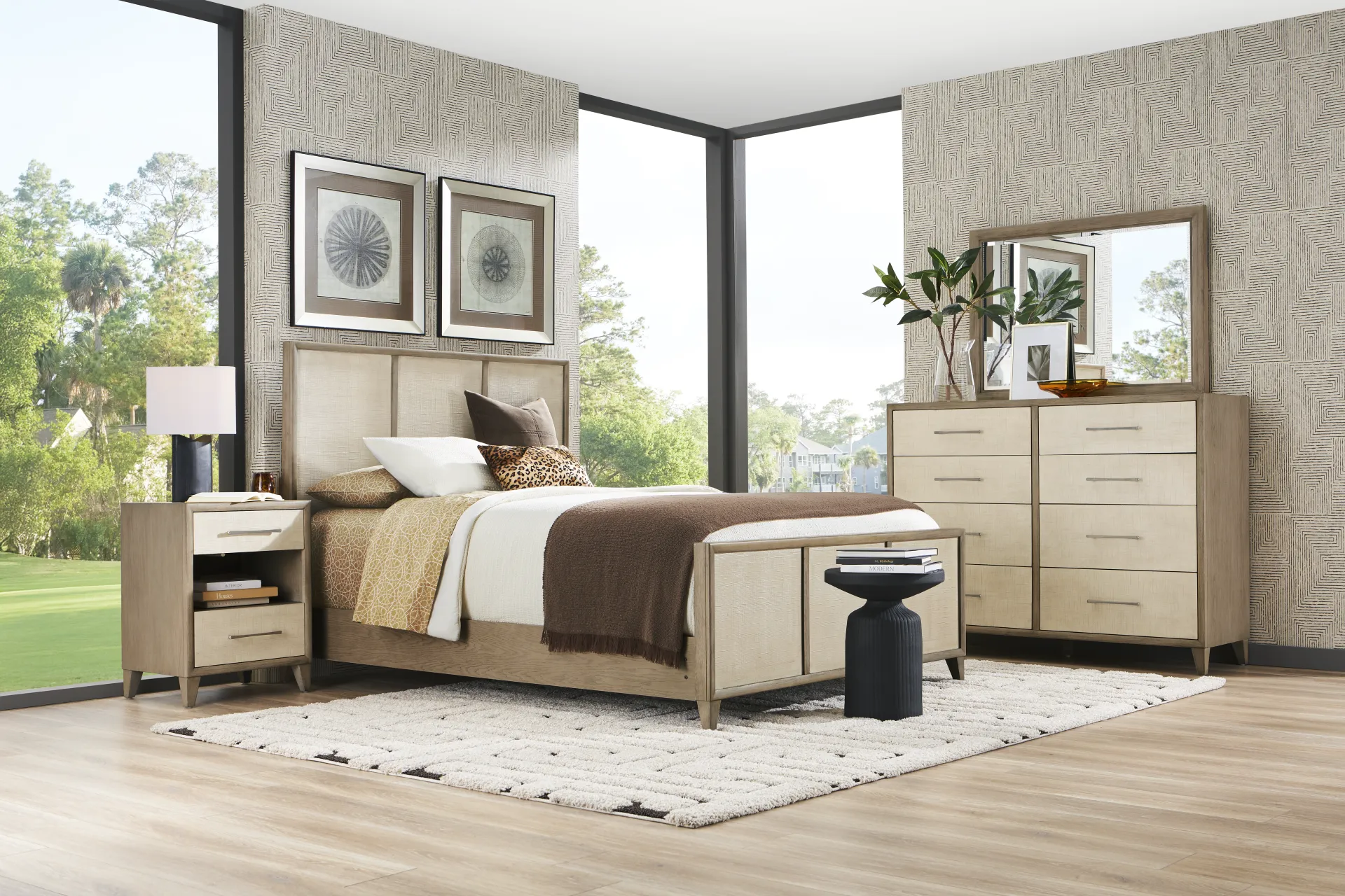 Marisole Taupe 7 Pc King Panel Bedroom - Image 1