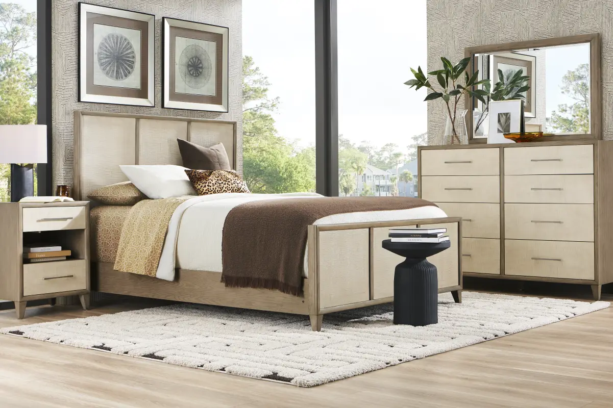 Marisole Taupe 7 Pc King Panel Bedroom