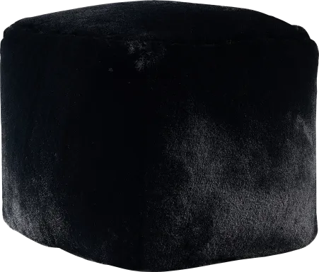 Kids Fur Cloud Black Pouf
