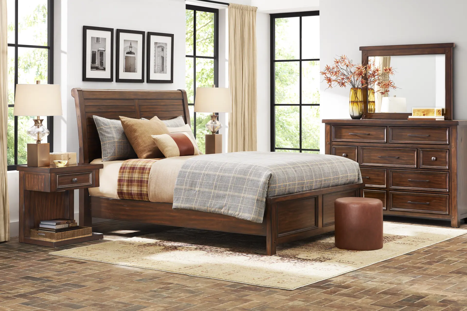 Emberton Dark Brown 7 Pc Queen Sleigh Bedroom
