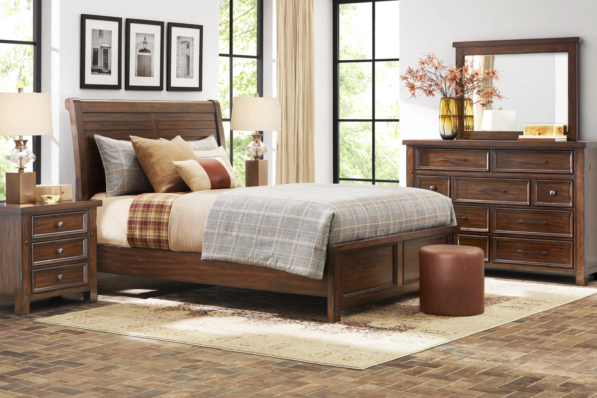 Emberton Dark Brown 5 Pc Queen Sleigh Bedroom - Image 1