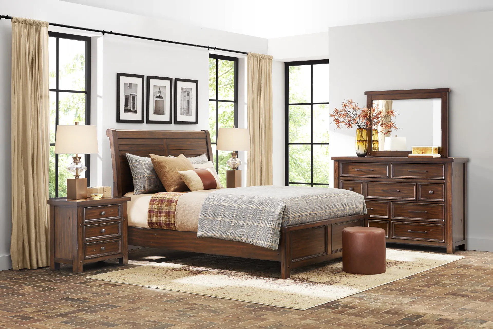 Emberton Dark Brown 5 Pc King Sleigh Bedroom - Image 1
