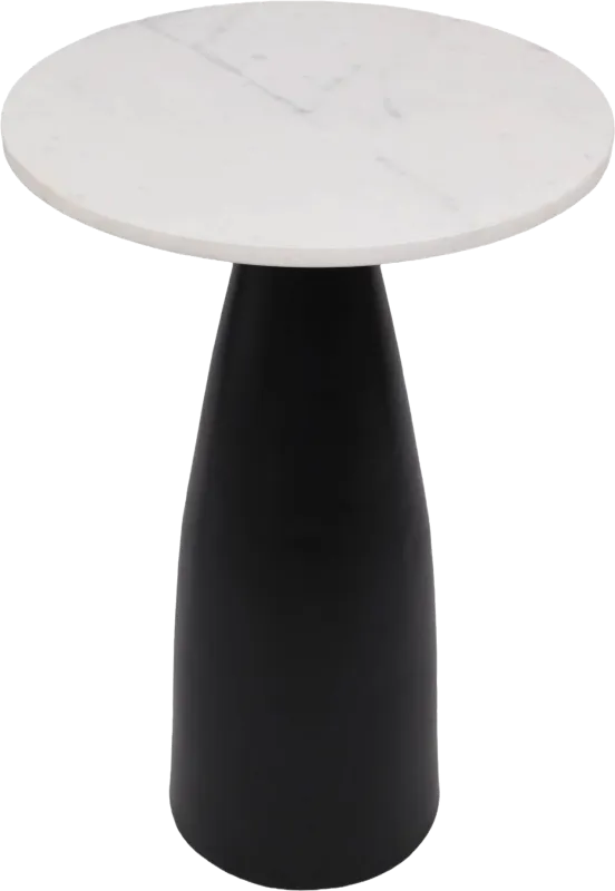 Erudite Black Accent Table with White Marble Top
