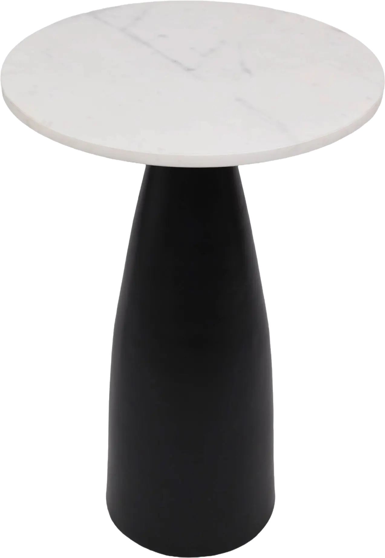 Erudite Black Accent Table with White Marble Top