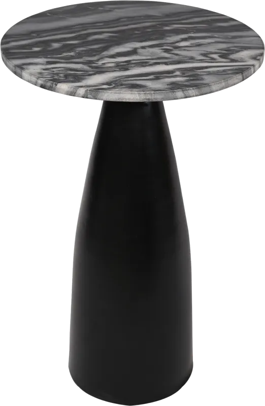 Erudite Black Accent Table with Black Marble Top