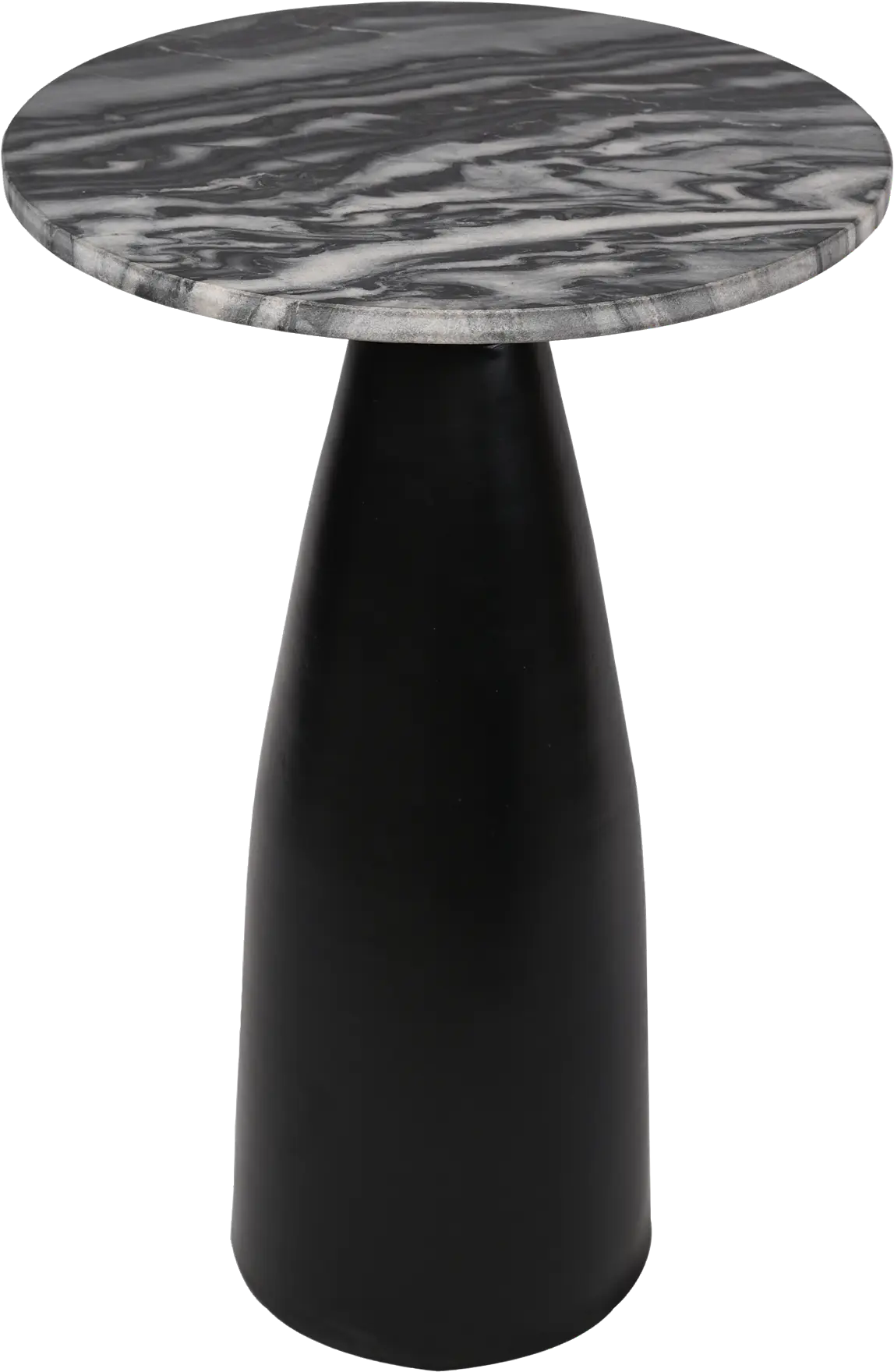 Erudite Black Accent Table with Black Marble Top